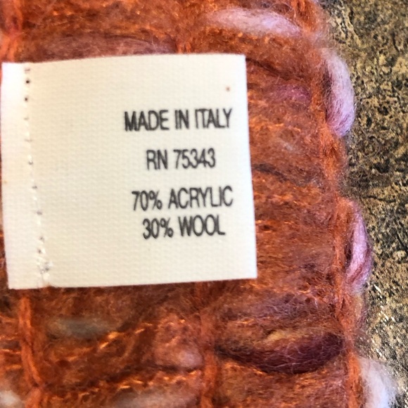 Aurora Paci Italia Woven Wool-Blend Fringe Scarf Made In Italy - Picture 12 of 13